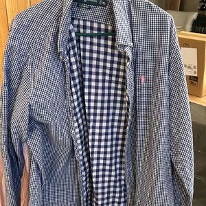 Polo by Ralph Lauren Blue and White Checkered Casual Button Down Shirt